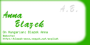 anna blazek business card